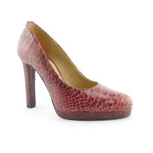 MICHAEL MICHAEL KORS Dark Red Snake Print Leather Platform Heel Pumps 5